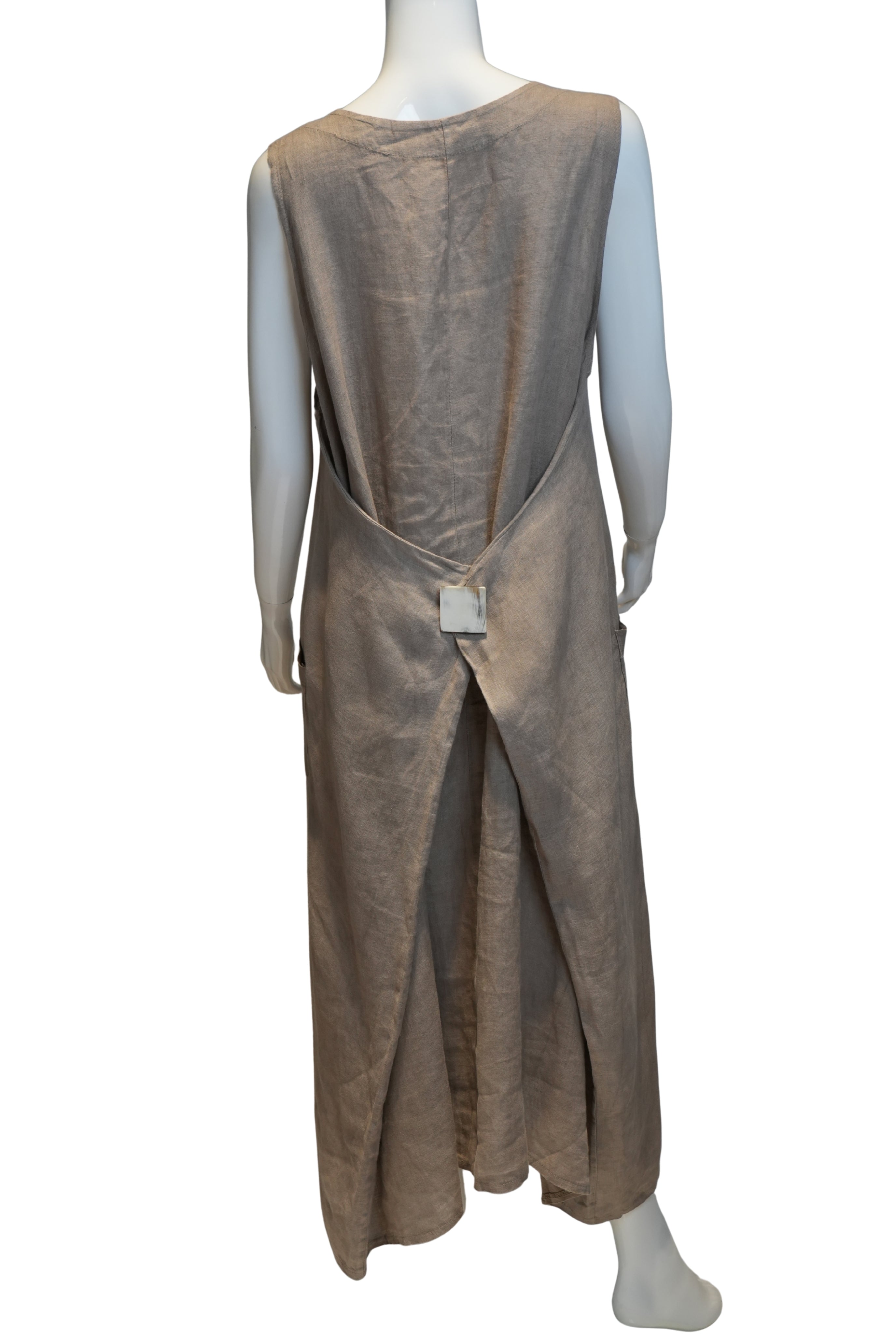 Vestido Lino “Arena Envolvente” – Greige (taupe)