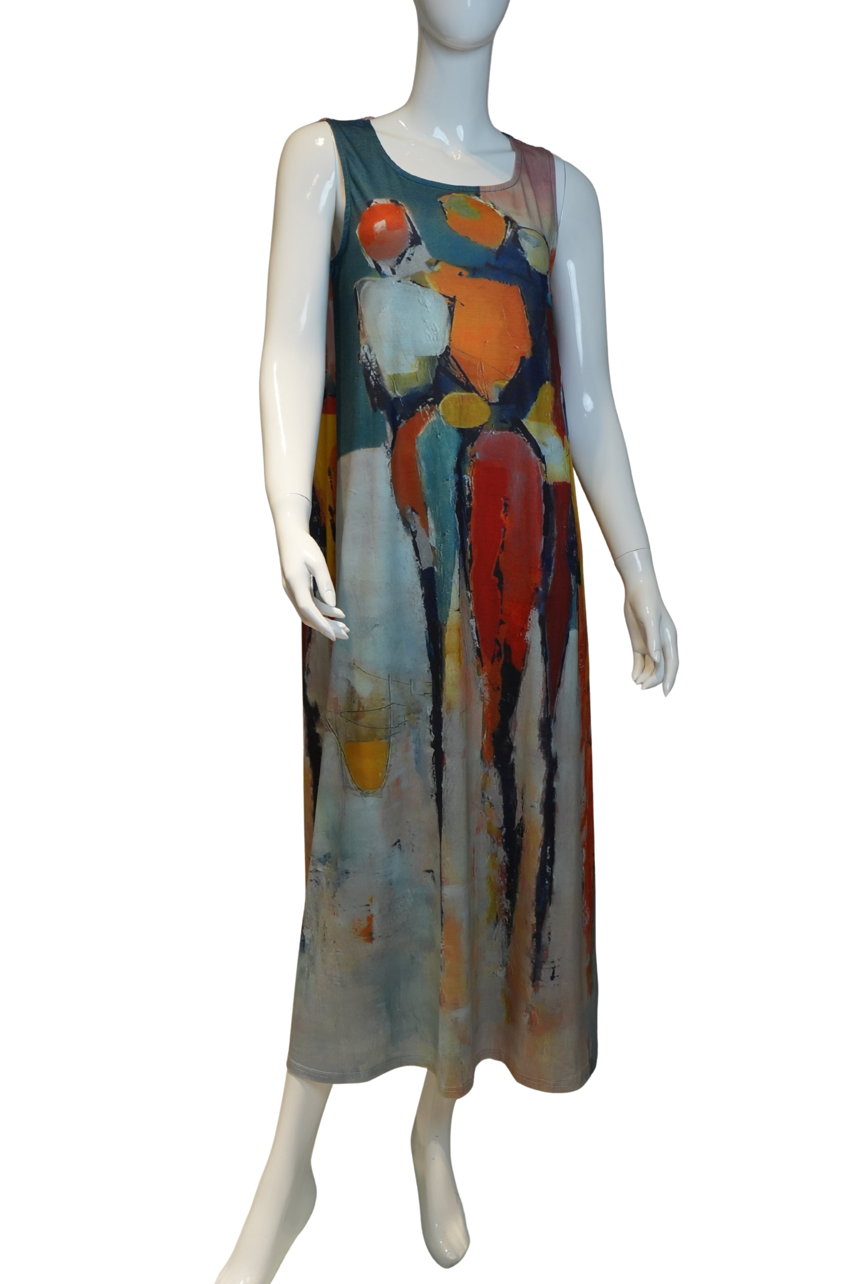 Vestido Maxi “Lienzo Urbano” – Estampado Abstracto