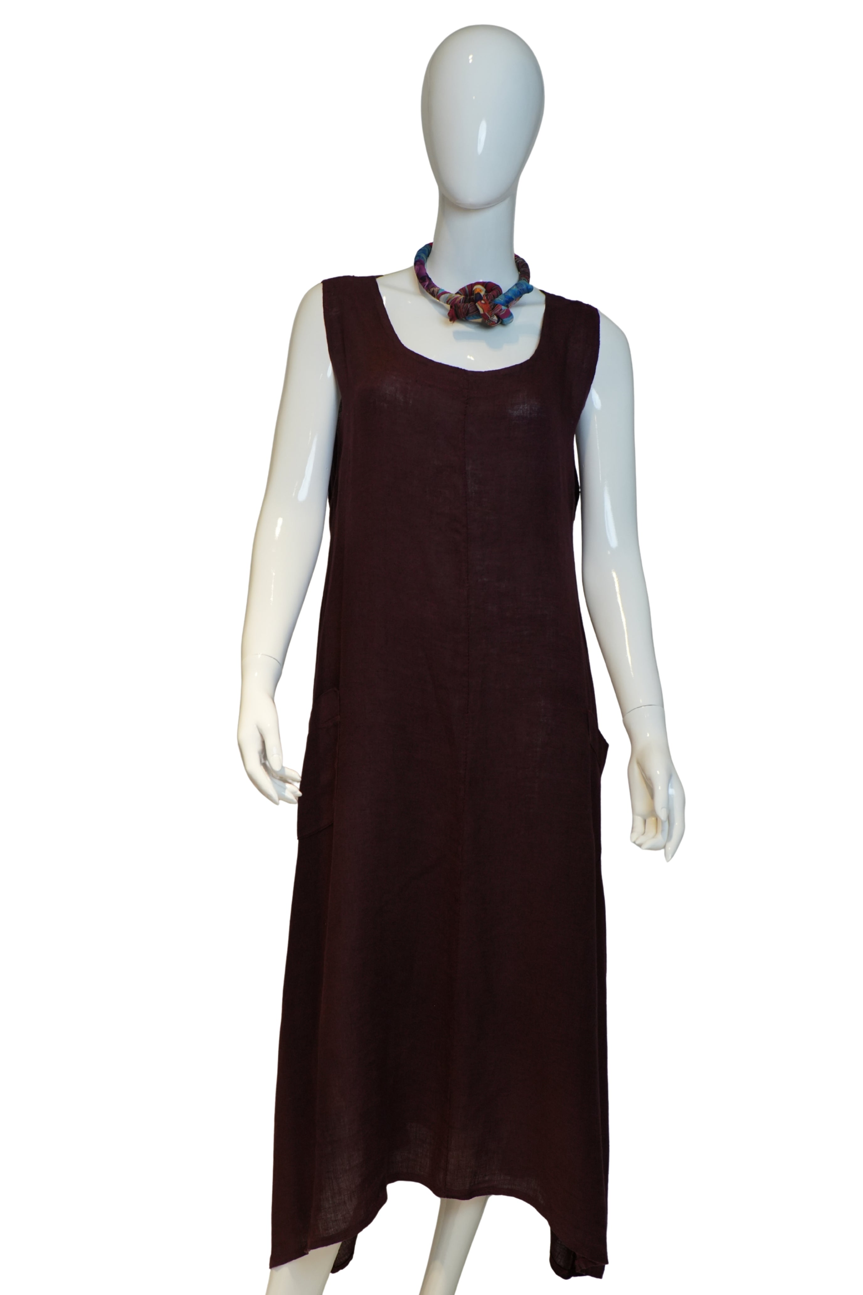 Vestido Lino “Borgoña Envolvente” – Bordó