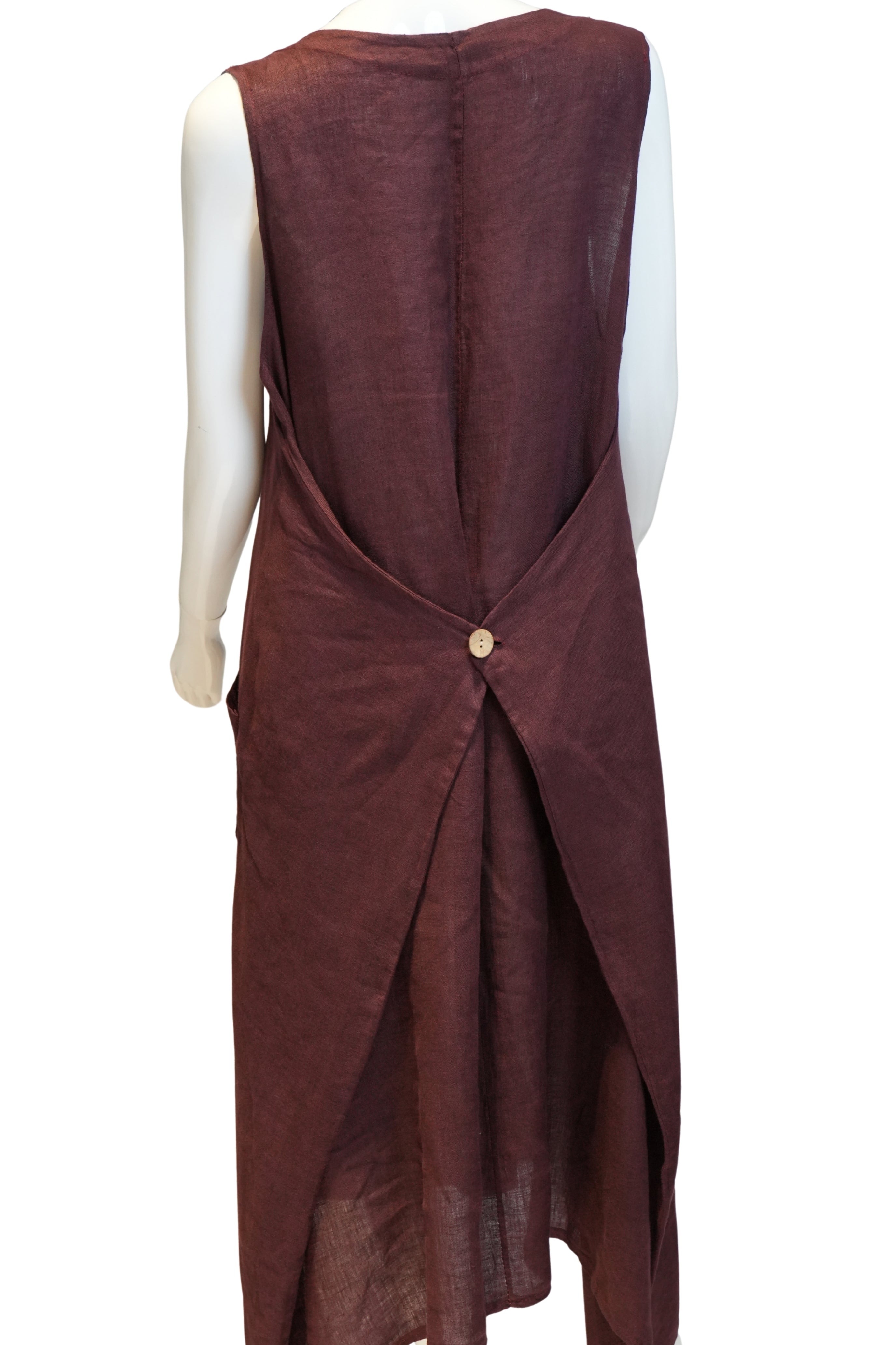 Vestido Lino “Borgoña Envolvente” – Bordó