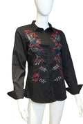 Camisa Negra Bordada “Jardín Nocturno” (segunda mano · excelente estado)