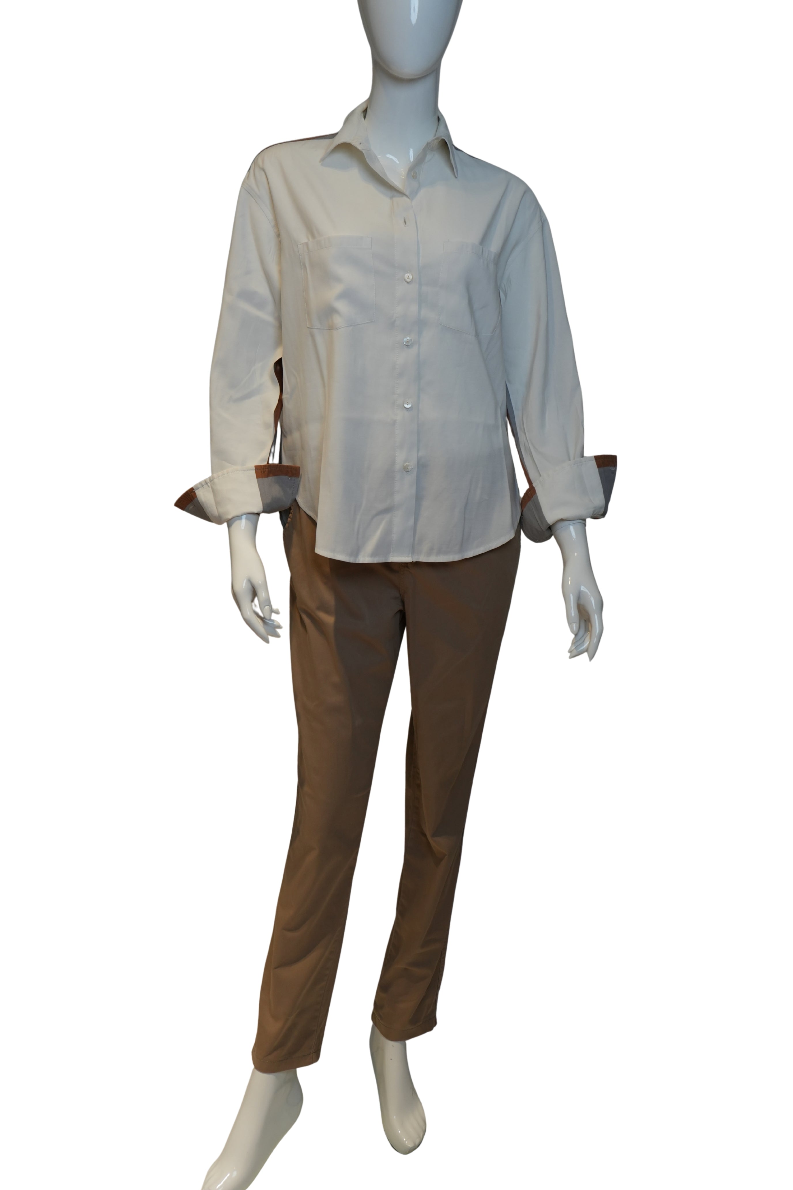 Camisa Blanca “Puño Camel” (segunda mano · excelente estado)
