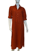 Vestido de Lino “Terracota Serena” – Camisero Midi