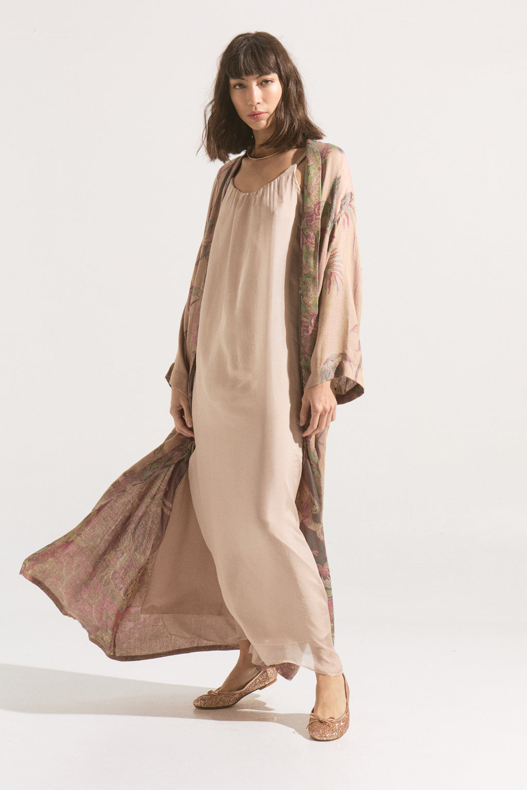 Kimono Largo Sakura – Cashmere & Seda Estampado