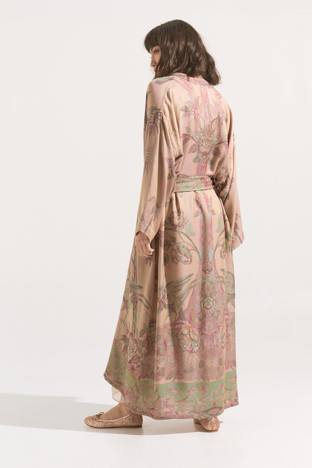 Kimono Largo Sakura – Cashmere & Seda Estampado