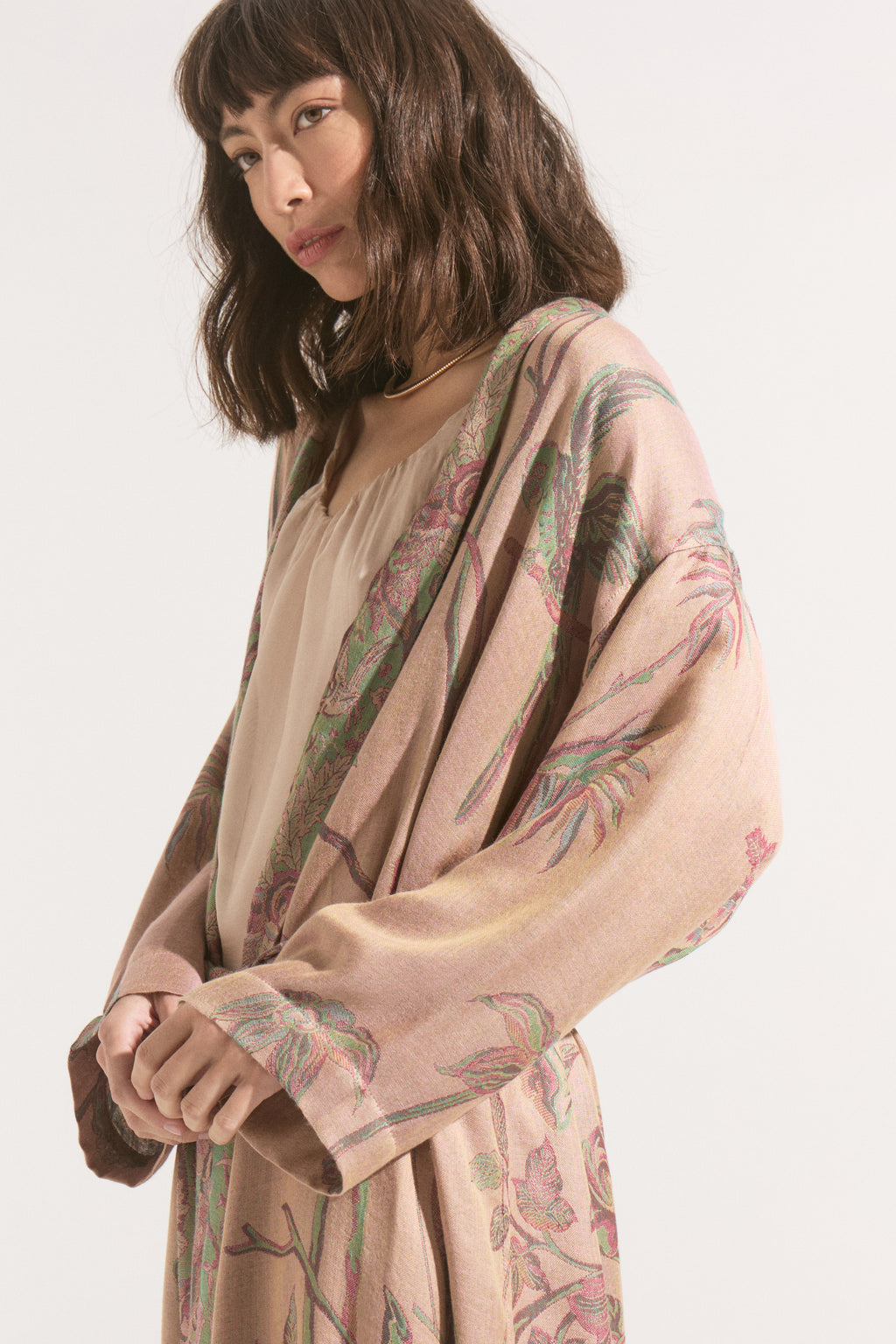 Kimono Largo Sakura – Cashmere & Seda Estampado