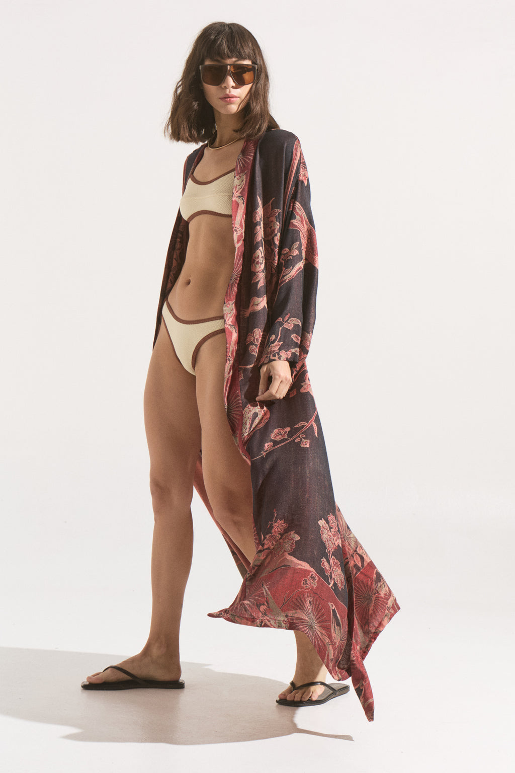 Kimono Largo Kyoto Noir – Cashmere & Seda Estampado