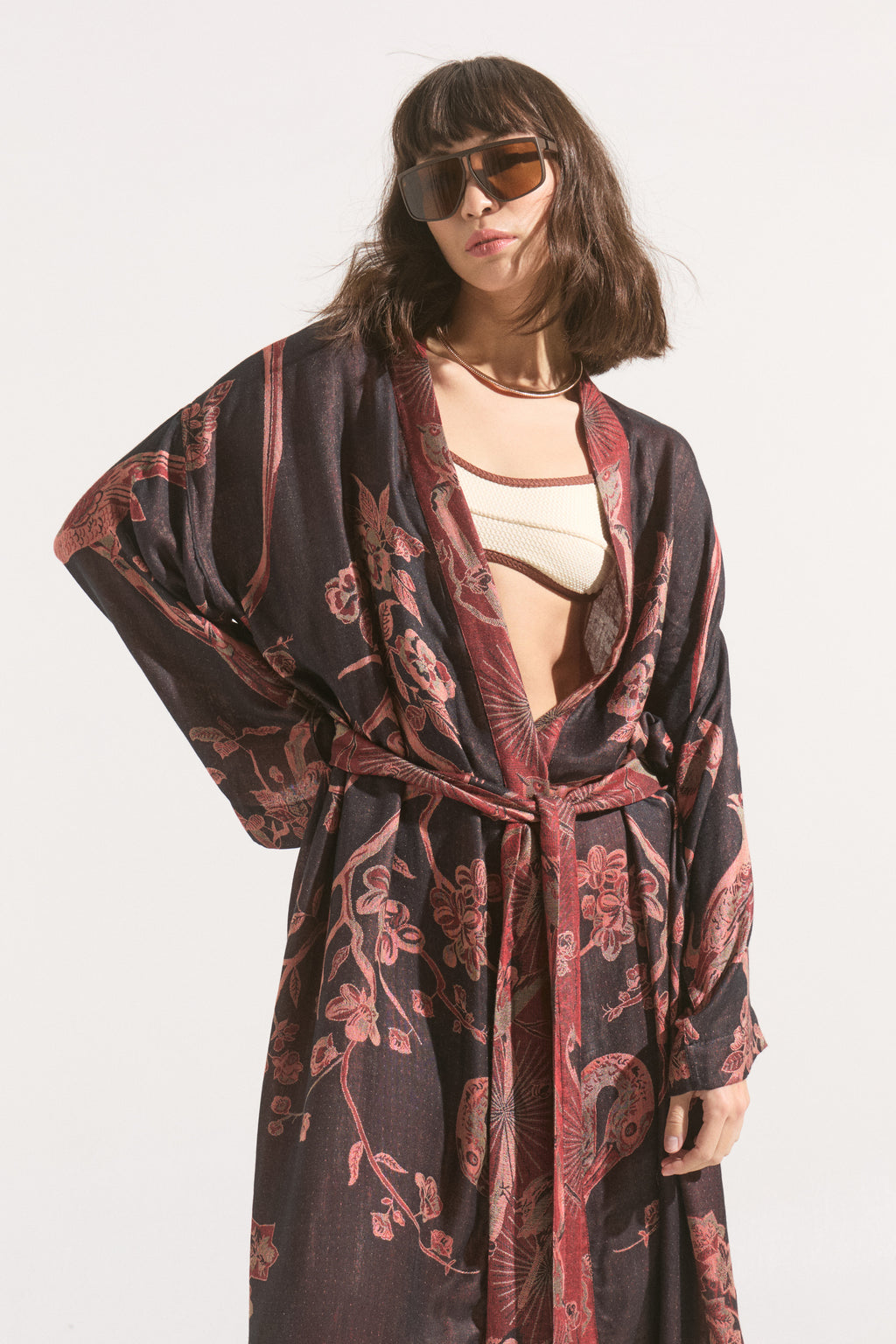 Kimono Largo Kyoto Noir – Cashmere & Seda Estampado