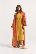 Kimono Largo Sunset Crane – Cashmere & Seda Estampado