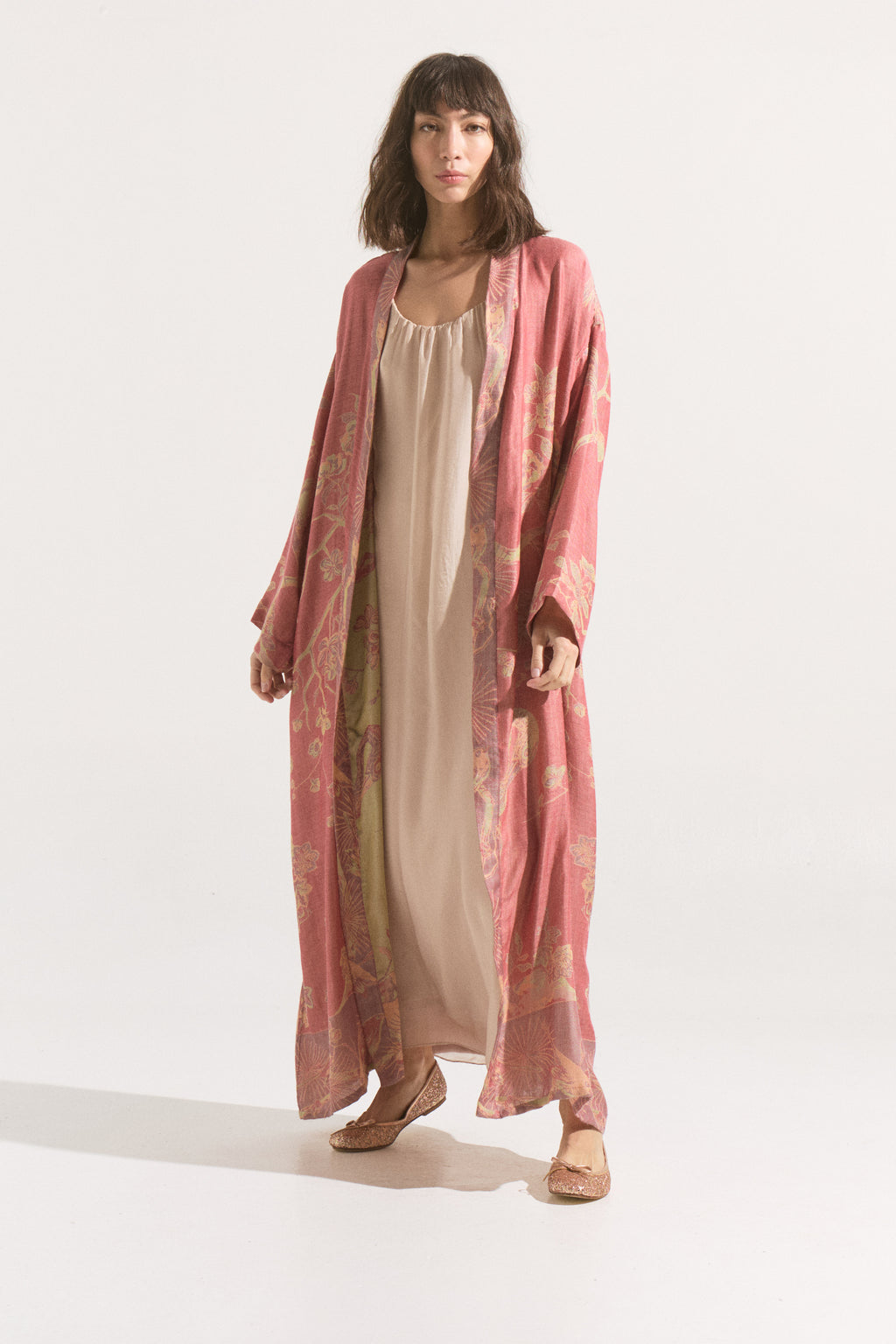 Kimono Largo Sakura Blush – Cashmere & Seda Estampado
