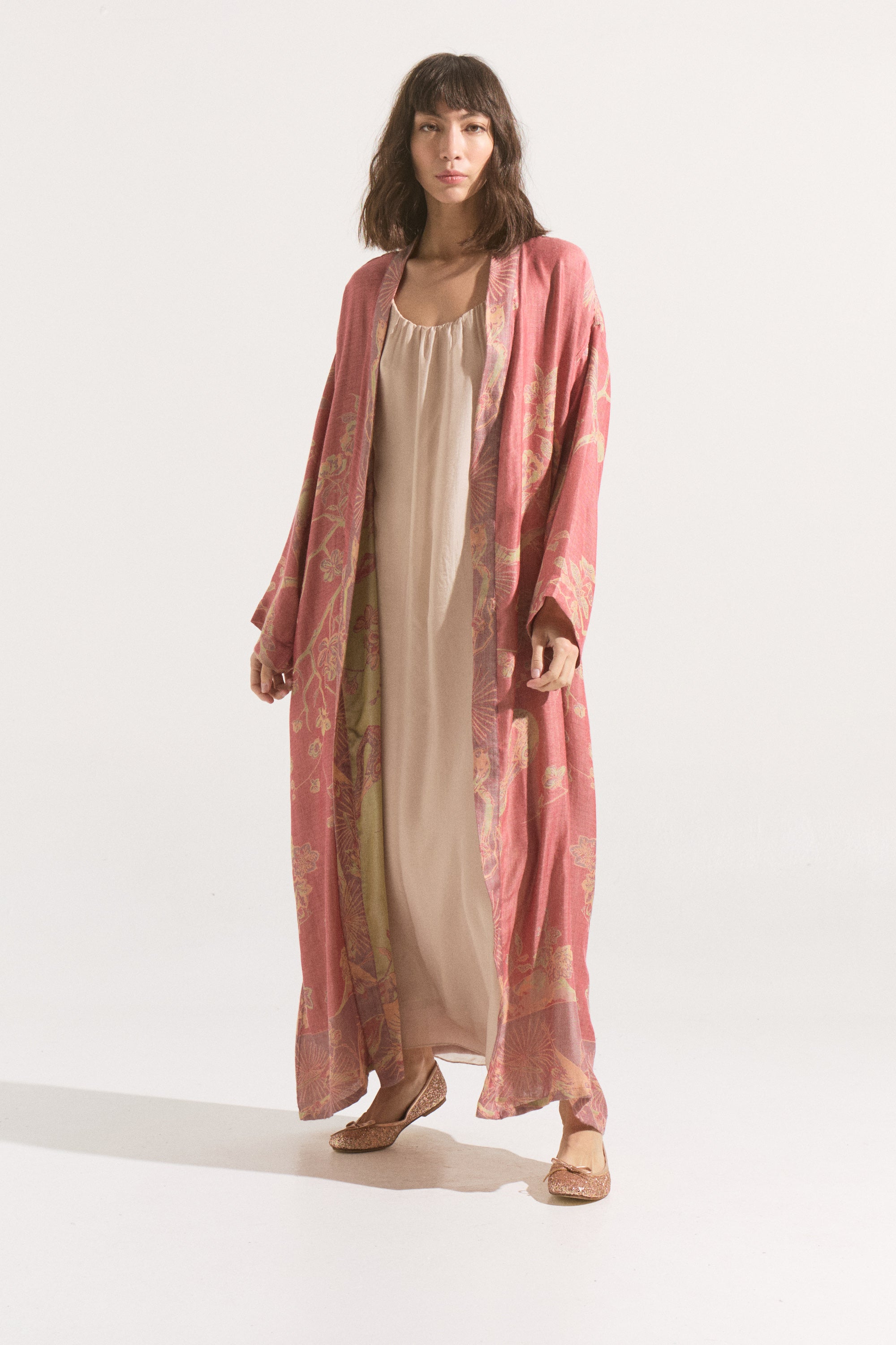 Kimono Largo Sakura Blush – Cashmere & Seda Estampado
