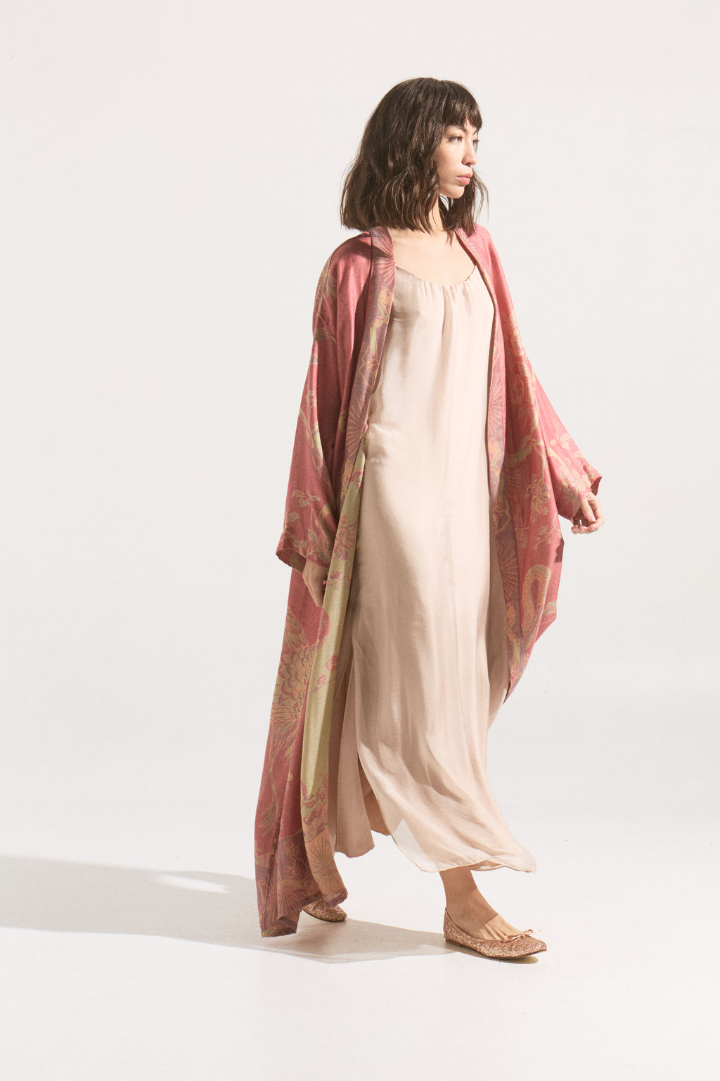 Kimono Largo Sakura Blush – Cashmere & Seda Estampado