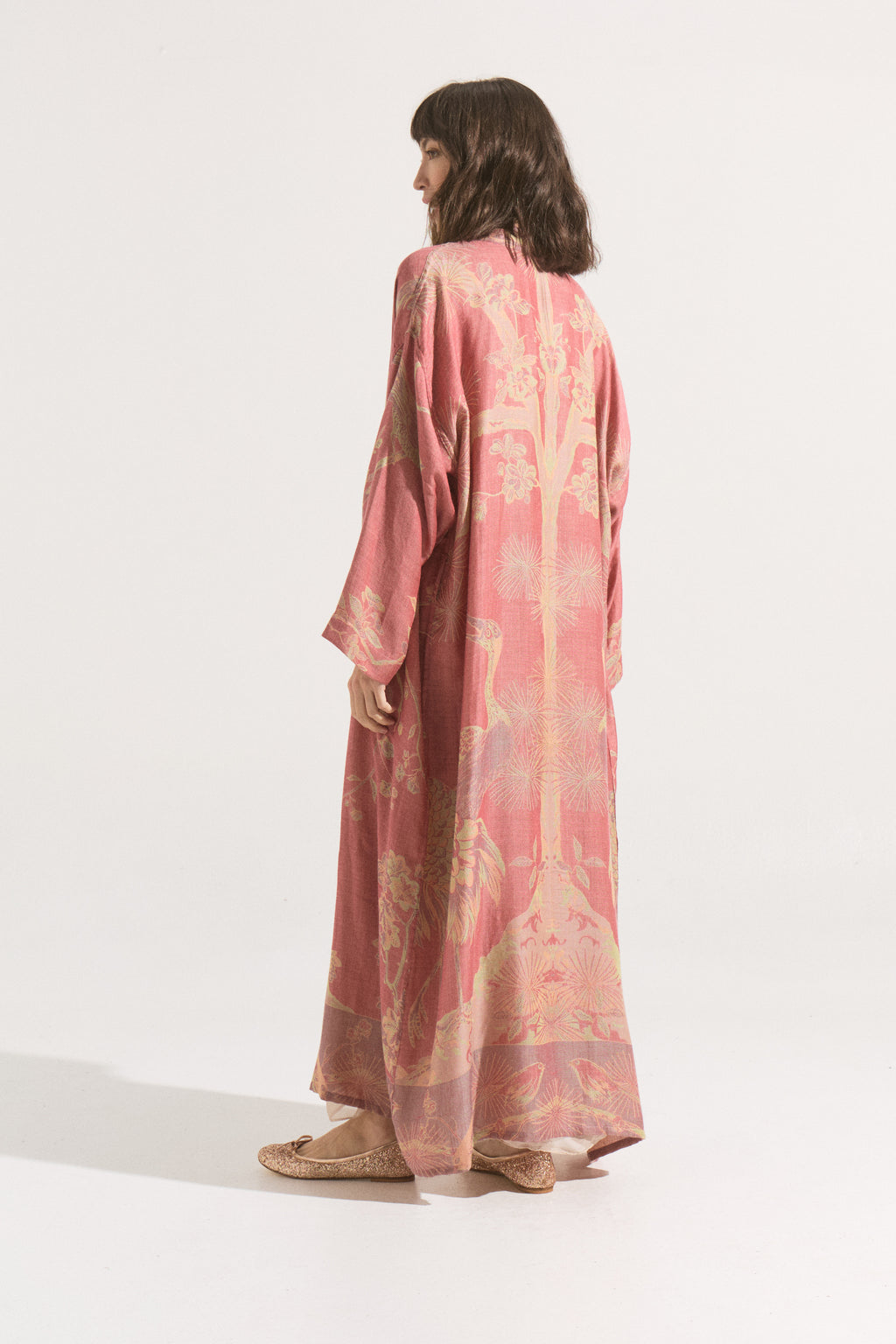 Kimono Largo Sakura Blush – Cashmere & Seda Estampado