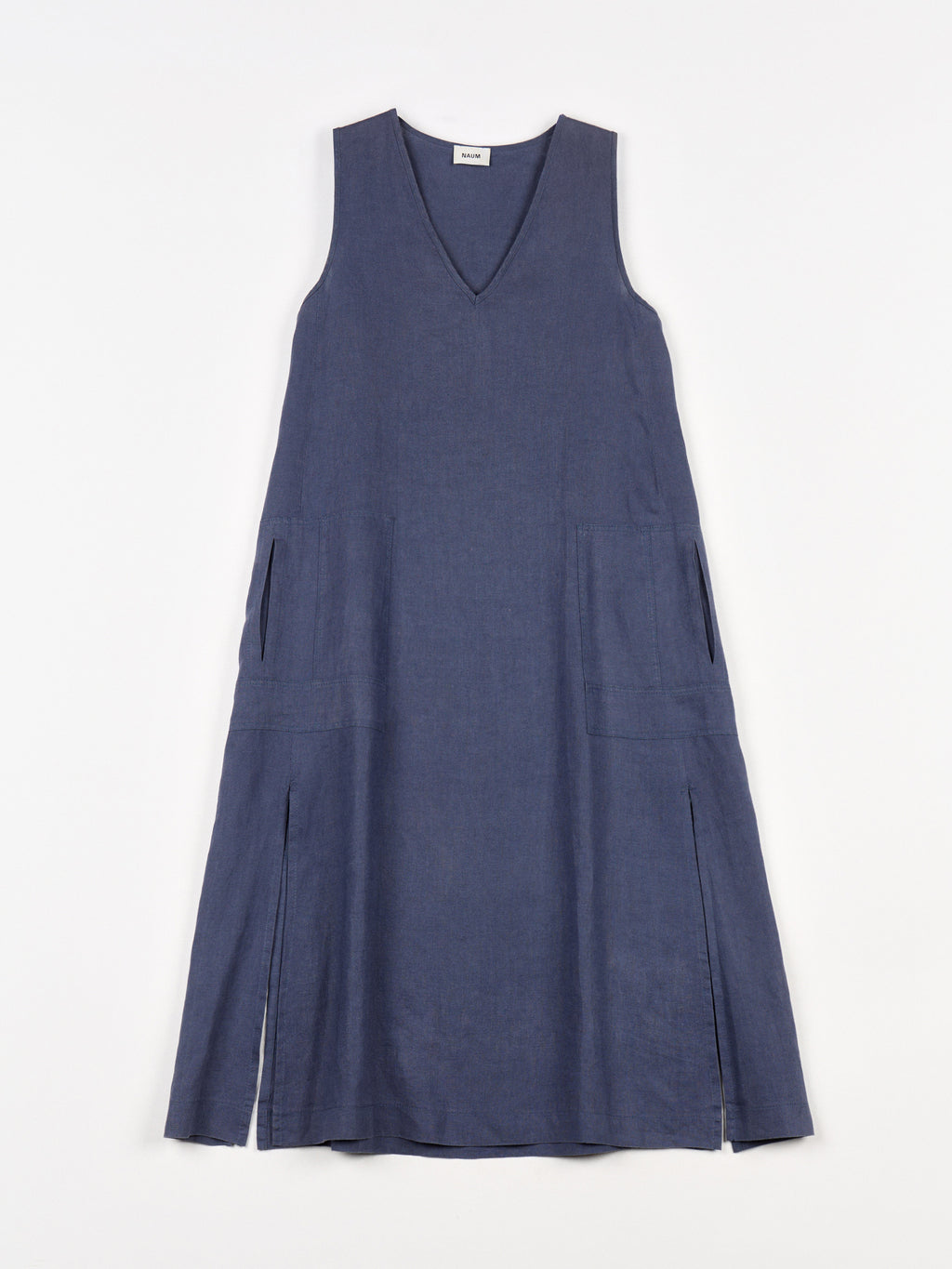 Vestido Evasé de Lino Azul Índigo