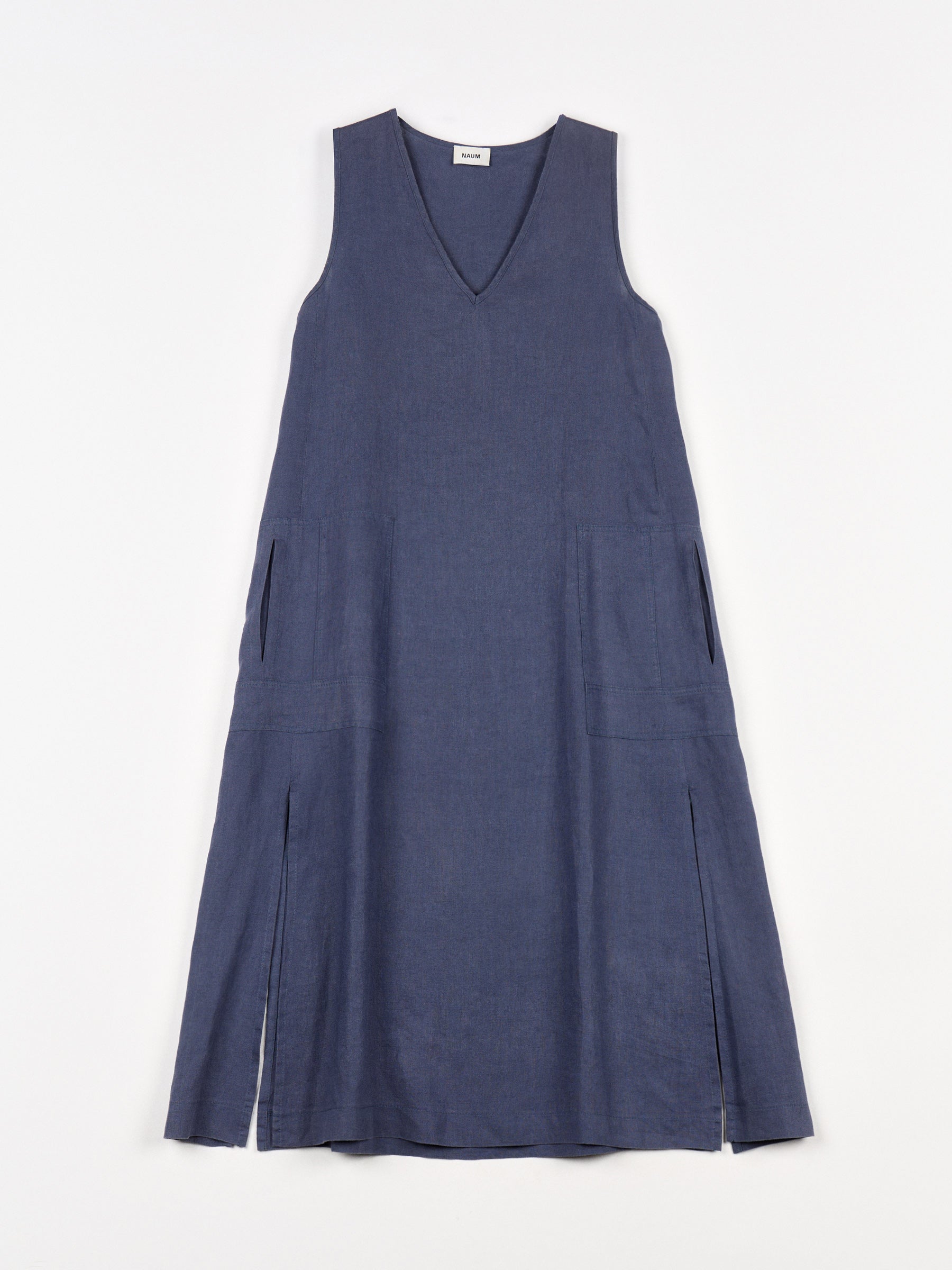 Vestido Evasé de Lino Azul Índigo