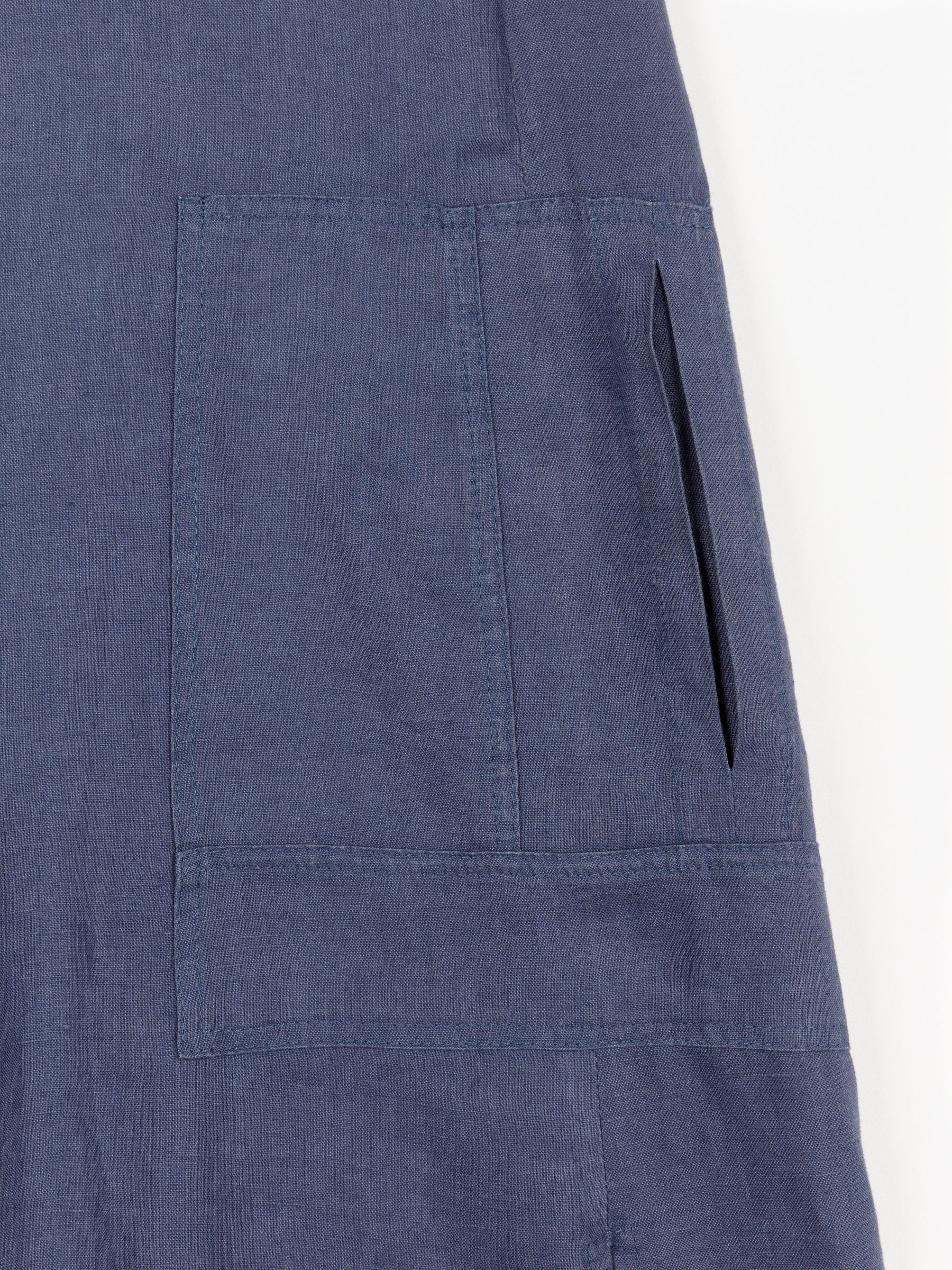 Vestido Evasé de Lino Azul Índigo