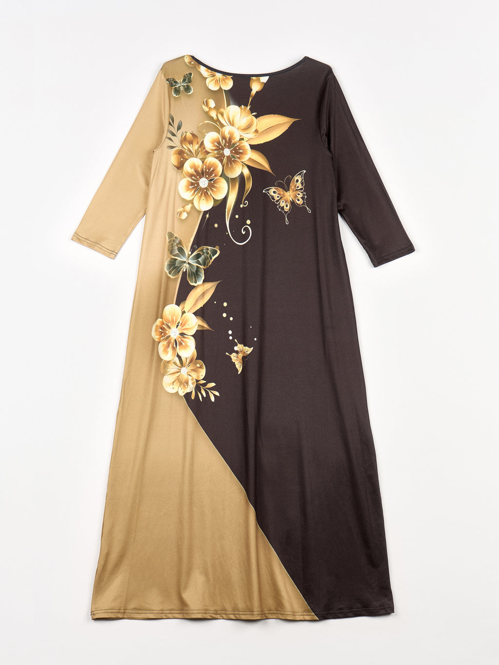 Vestido Maxi Bicolor “Mariposas Doradas”