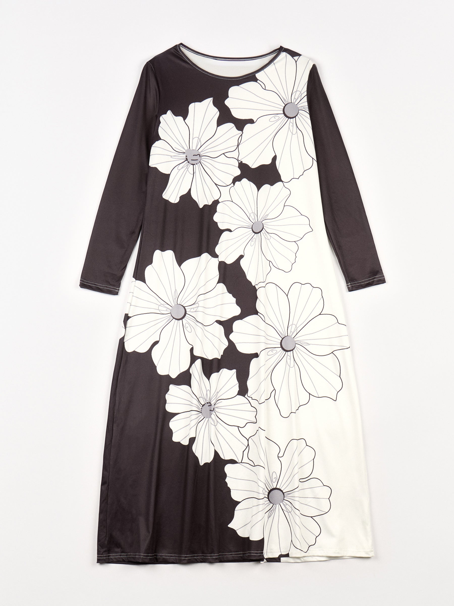 Vestido Maxi Bicolor “Flores Line Art”