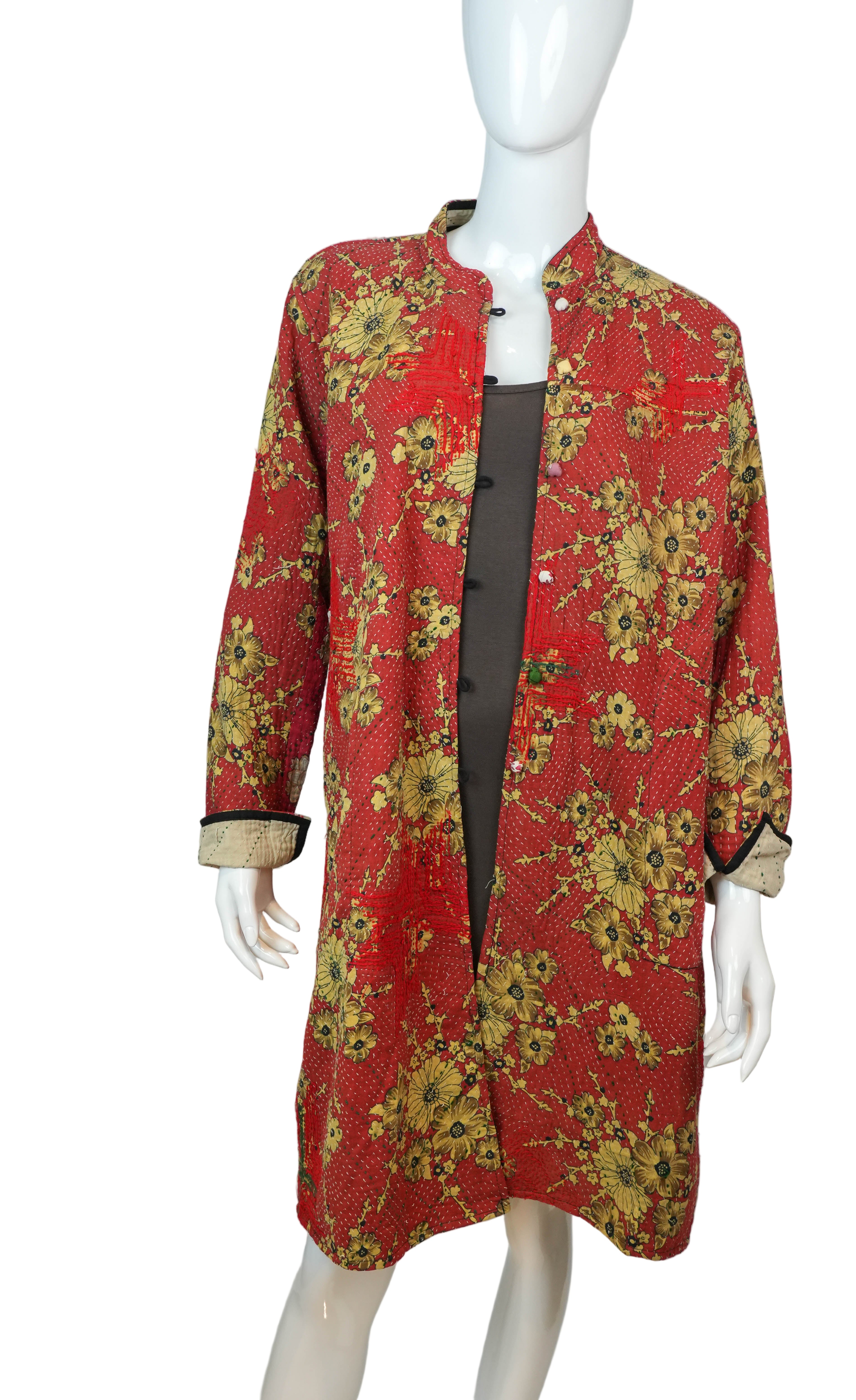 Chaqueta 3/4 Kantha Amapola Carmesí