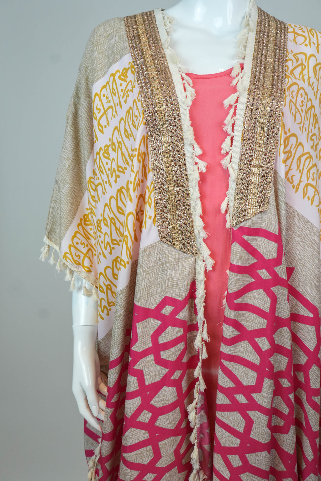 Kimono Playero Geometría del Nilo Rosa