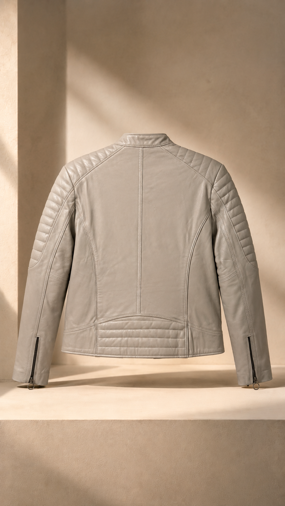 Campera de Cuero Marroquí Gris