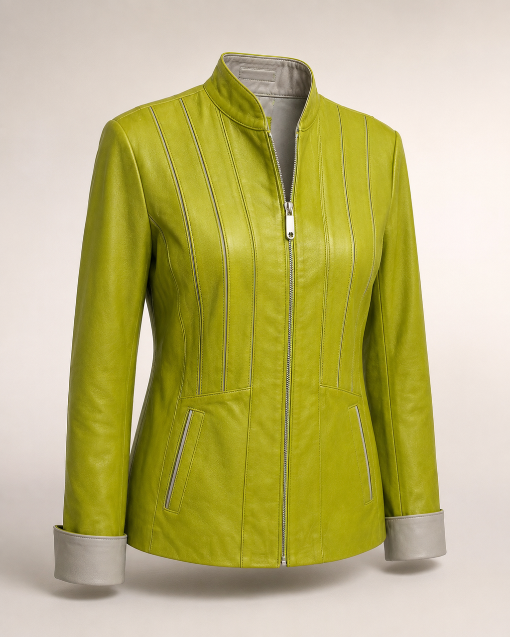 Campera de Cuero Marroquí Verde Manzana